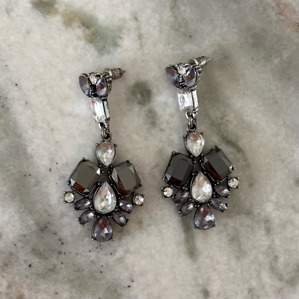 Sparkly Stone Jewel Drop Statement Earrings - Rhinestone / Party / Holiday